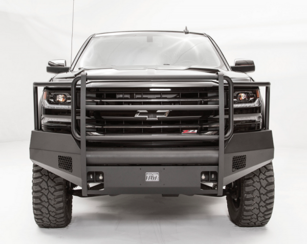 Fab Fours - Fab Fours CS16-R3860-1 Black Steel Elite Smooth Front Bumper Full Guard Chevy Silverado 1500 2016-2018