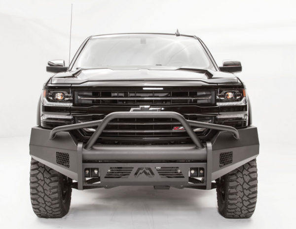 Fab Fours - Fab Fours CS16-R3862-1 Black Steel Elite Smooth Front Bumper Pre-Runner Chevy Silverado 1500 2016-2018