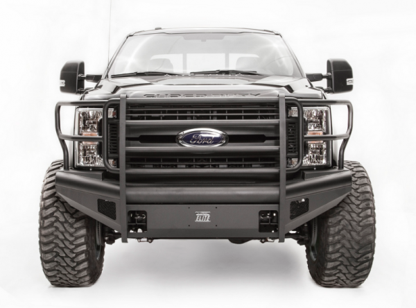 Fab Fours - Fab Fours FS17-Q4160-1 Black Steel Elite Smooth Front Bumper Full Guard Ford F250/F350 2017-2018