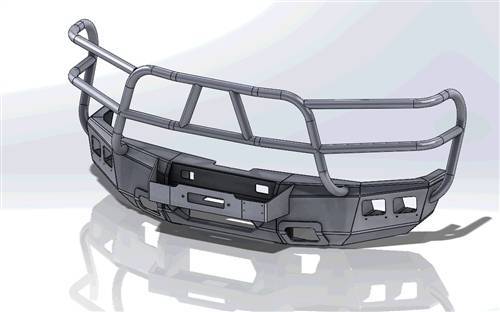 Hammerhead Bumpers - Hammerhead 600-56-0317 Front Bumper with Full Grille Guard and Square Light Holes Ford Eco/Boost 2011-2014