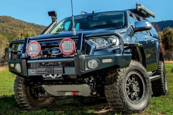 ARB 4x4 Accessories - ARB 3423160K Front Deluxe Bull Bar Winch Bumper with Light Kit Toyota Tacoma 2016-2018 Textured