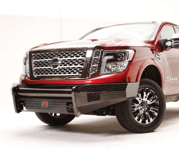 Fab Fours - Fab Fours NT16-K3761-1 Black Steel Front Bumper No Guard Nissan Titan XD ONLY 2016-2018