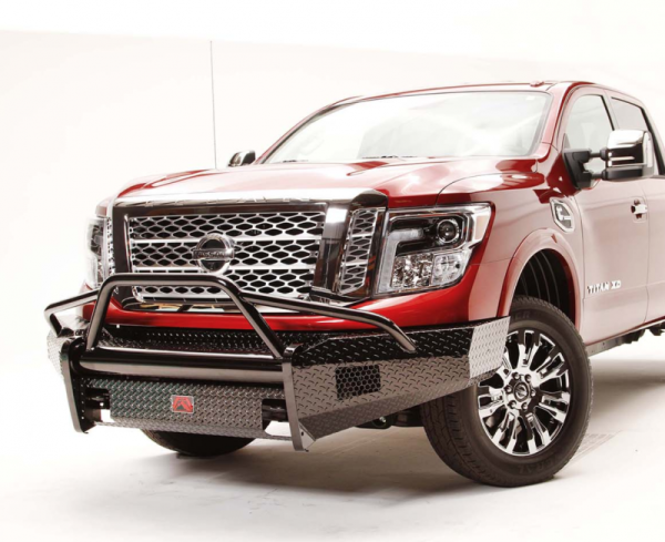 Fab Fours - Fab Fours NT16-K3762-1 Black Steel Front Bumper Pre Runner Guard Nissan Titan XD ONLY 2016-2018