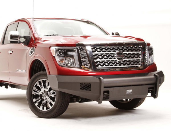 Fab Fours - Fab Fours NT16-R3761-1 Black Steel Elite Smooth Front Bumper No Guard Nissan Titan XD ONLY 2016-2017