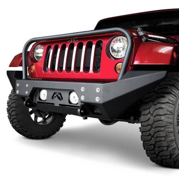 Fab Fours - Fab Fours JK07-B1858-1 Premium Winch Bumper with Grille Guard Jeep Wrangler JK FMJ Full Width 2007-2018