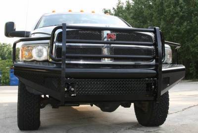 Fab Fours - Fab Fours DR06-S1160-1 Black Steel Front Bumper Full Grille Guard Dodge 2500/3500/4500/5500 2006-2009 - Image 3