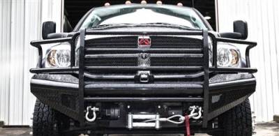 Fab Fours - Fab Fours DR10-S2960-1 Black Steel Front Bumper Full Grille Guard Dodge RAM 2500/3500 2010-2018 - Image 4