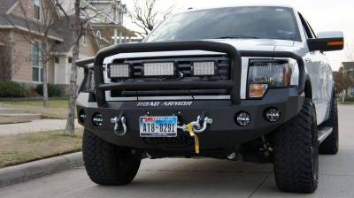 Road Armor - Road Armor 66135B Front Stealth Winch Bumper with Round Light Holes + Lonestar Guard Ford F150 2009-2014 - Image 3