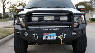 Road Armor - Road Armor 66135B Front Stealth Winch Bumper with Round Light Holes + Lonestar Guard Ford F150 2009-2014 - Image 4