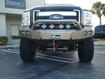 Road Armor - Road Armor 61104Z Front Stealth Winch Bumper with Round Light Holes + Pre-Runner Bar Ford Super Duty 2011-2016 Raw - Image 4