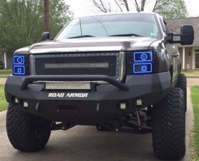 Road Armor - Road Armor 37604B Front Stealth Winch Bumper with Round Light Holes + Pre-Runner Bar GMC Sierra 1500 2007-2013 - Image 3