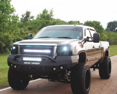 Road Armor - Road Armor 37604B Front Stealth Winch Bumper with Round Light Holes + Pre-Runner Bar GMC Sierra 1500 2007-2013 - Image 4