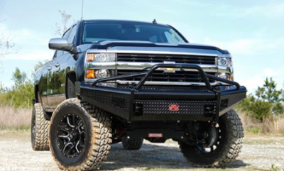 Fab Fours - Fab Fours CH14-S3062-1 Black Steel Front Bumper Pre Runner Chevy Silverado 2500HD/3500 2015-2019 - Image 1