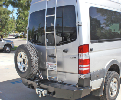 Aluminess - Aluminess 210168 Rear Bumper with Guard & Swing Arms Winch Ready Dodge Sprinter 2007-2013 - Image 1