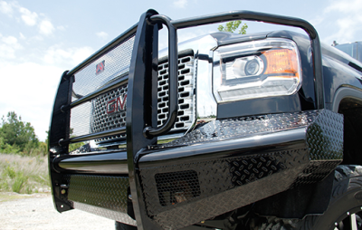 Fab Fours - Fab Fours GM14-S3160-1 Black Steel Front Bumper Full Grille Guard GMC Sierra 2500HD/3500 2015-2019 - Image 2