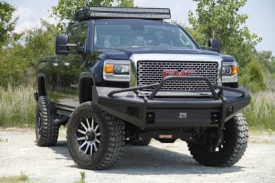 Fab Fours - Fab Fours GM14-Q3162-1 Black Steel Elite Smooth Front Bumper Pre-Runner GMC 2500HD/3500 2015-2016 - Image 1