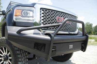 Fab Fours - Fab Fours GM14-Q3162-1 Black Steel Elite Smooth Front Bumper Pre-Runner GMC 2500HD/3500 2015-2016 - Image 3