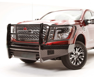 Fab Fours - Fab Fours NT16-K3760-1 Black Steel Front Bumper Full Grille Guard Nissan Titan XD ONLY 2016-2018 - Image 2