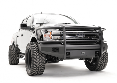 Fab Fours - Fab Fours FF18-R4560-1 Black Steel Elite Smooth Front Bumper Full Guard Ford F150 2018-2019 - Image 1